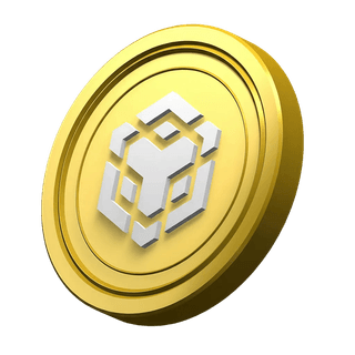 Dekoracyjny symbol monety BNB umieszczony w sekcji informacyjnej platformy